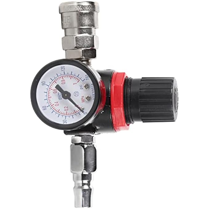 EUJGOOV AIR PRESSURE REGULATOR, METAL CONSTRUCTION, MAINTAINS CONSTANT PRESSURE FOR SPRAY GUNS, SIMPLE INSTALLATION WITH LOCKING ADJUSTMENT FOR AND PROFESSIONALS - Image 5